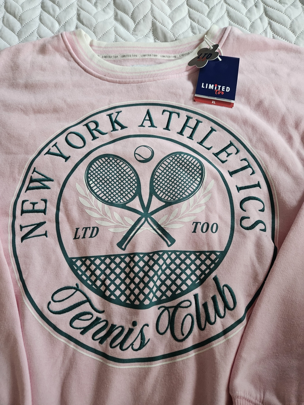 Limited Too Pink New York Athletics Tennis Club Sweatshirt Y2k P297